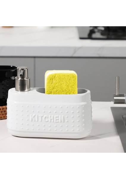 Siyah Stil Blackwhite Bulaşık Sabunu Dispenseri, Sünger Tutuculu, Mutfak Tezgahı Için Büyük Kapasiteli Seramik Sıvı Sabunluk (Yurt Dışından) fiyatları