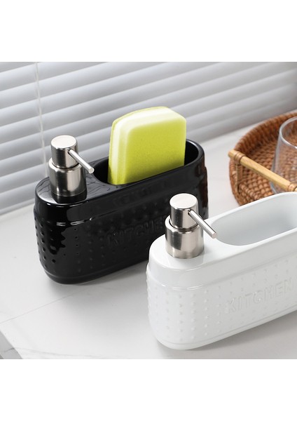 Siyah Stil Blackwhite Bulaşık Sabunu Dispenseri, Sünger Tutuculu, Mutfak Tezgahı Için Büyük Kapasiteli Seramik Sıvı Sabunluk (Yurt Dışından) indirimleri