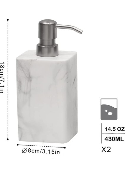 Gri Tarzı 430ML 430 ml Gri Mermer Losyon Şişesi Güzel Tasarlanmış Dayanıklı Zarif Sabunluk Ev Otel Losyon Tankı Basın Sabun Şişesi (Yurt Dışından)