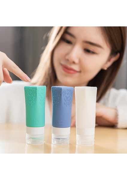 H Tarzı Çift Katmanlı Şişe Kapağı Tasarımı Silikon Şişe Seyahat Taşınabilir Sabun Şişesi Yüz Yıkama Dağıtıcı Şişe 70 ml (Yurt Dışından)