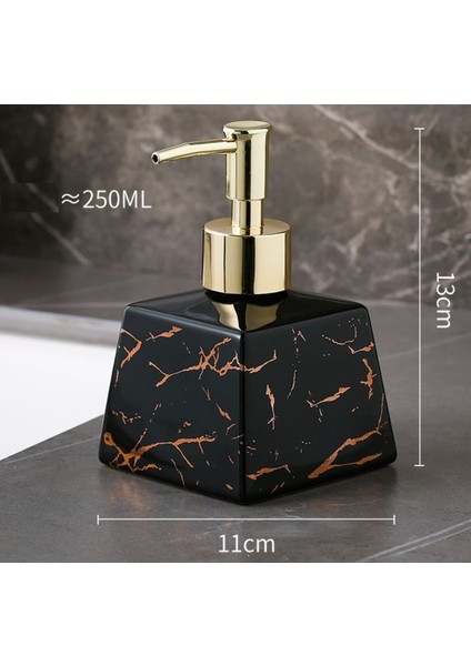 Siyah Stil 250 ml 250 ml Seyahat Mermer Şerit Seramik Şişe Dağıtıcı Sabun Losyon Duş Jeli Boş Şişe Banyo Sıvı Sabun Için Dağıtıcı (Yurt Dışından)
