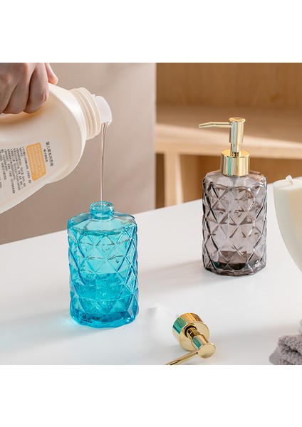 Kehribar Tarzı Iskandinav Tarzı Işık Lüks Cam Banyo Malzemeleri El Temizleyici Şişe Duş Jeli Şampuan Su Şişesi Kozmetik Losyon Şişesi (Yurt Dışından)