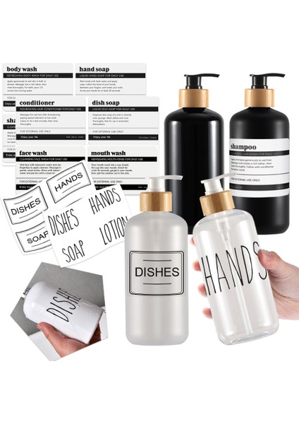 Tepsi Tarzı 500 ml Banyo Şampuanı Losyon Vücut Yıkama Kabı Sabunluk Şişe Su Geçirmez Etiket Doldurulabilir Plastik Boş Şişe (Yurt Dışından) fiyatları