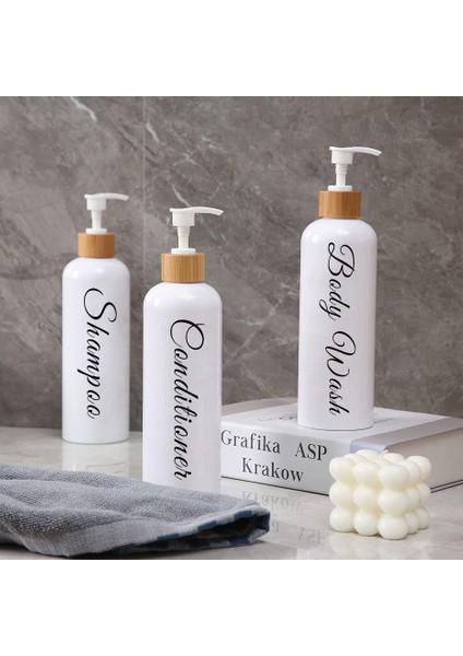 Etiket-Altın Tarzı Banyo Sabunluk Doldurulabilir Şampuan ve Saç Kremi Şişeleri Bambu Pompalı Su Geçirmez Etiket Boş Duş Şampuan Şişesi (Yurt Dışından) indirimleri