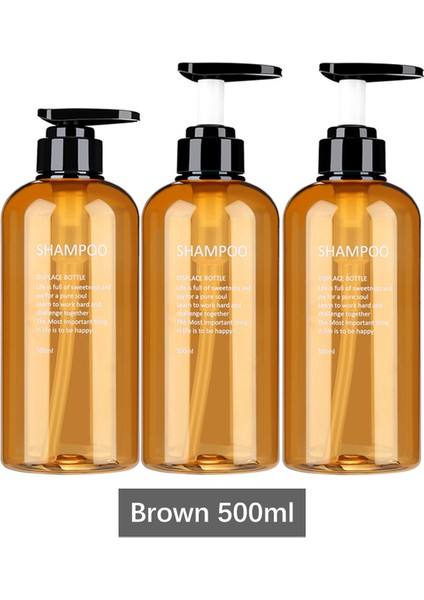 KAHVERENGI-500ML Tarzı Şampuan Şişelenmiş Set 300MLML Sabunluk Vücut Yıkama Saç Kremi Doldurulabilir Şişe Banyo Plastik Saklama (Yurt Dışından)