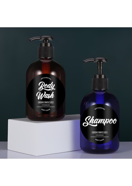 Beyaz Stil Pompa Sabunluk Banyo Duş Jeli Şampuan Şişesi Büyük Kapasiteli Mutfak Bulaşık Sabunu Dispenseri Su Geçirmez Etiketler ile (Yurt Dışından) fırsatları