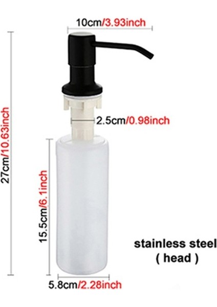 Siyah Stil 300 ml Mutfak Sabunluk Lavabo Sıvı Dağıtıcı Siyah Abs Dağıtıcı Deterjan Sıvı Sabunluk Pompaları Sıcak！ (Yurt Dışından)