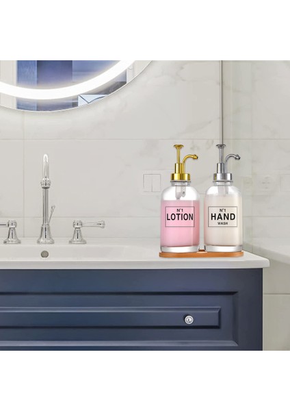 Gümüş Tarzı Banyo Sabunluk Tezgah Üstü Şampuan El Sabunu Cam Şişe Doldurulabilir Duş Vücut Yıkama ve Kremi Konteyner (Yurt Dışından) modelleri