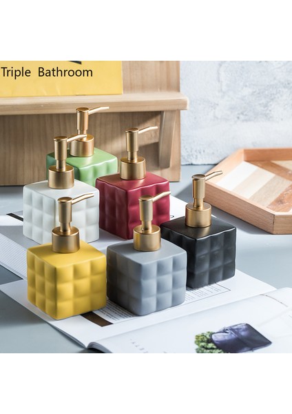 Bir Stil 220ML Iskandinav Seramik Sıvı Sabun Şişesi Rubik Küp Şekli El Sabunu Dağıtıcı Şişe Boş Pompalı Şişe Banyo Aksesuarları (Yurt Dışından)