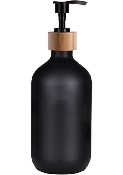 Siyah Stil Mat Siyah Sabunluk Şişe Mutfak Doldurulabilir El Sabunu Bulaşık Sabunu Şişesi Bambu Pompa ile Banyo Depolama Şişesi 500 ml (Yurt Dışından)