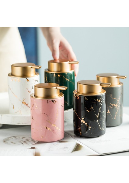 Pembe Tarzı 350 ml Seramik Sıvı Sabunluk Mermer Desen Şampuan Şişesi Banyo Aksesuarları Productshower Jeli Dağıtıcılar (Yurt Dışından) indirimleri