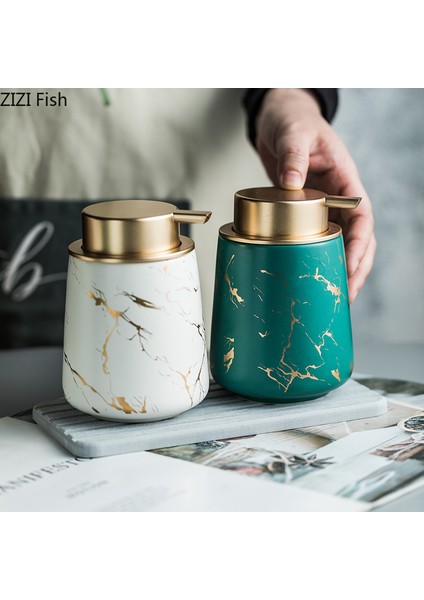 Gümüş Tarzı Bardak Altlığı Altın Mermer Doku Seramik Losyon Şişesi Banyo Aksesuarları 400 ml Taşınabilir Sabunluklar El Dezenfektanı Konteyner (Yurt Dışından) fırsatları