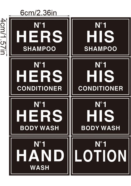 Etiketler-Siyah Tarzı Kare Sabunluk Banyo Şampuanı Saç Kremi Losyon Şişesi Su Geçirmez Etiketler ile Doldurulabilir Boş Şampuan Pompası Şişesi (Yurt Dışından)