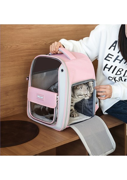 Tamamen Şeffaf Nefes Alabilen Evcil Hayvan Çantası Çok Fonksiyonlu Büyük Kapasiteli Kedi Çantası Katlanabilir Taşınabilir Sırt Çantası (Yurt Dışından) fırsatları
