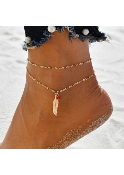 NO.50182 Boyutu Vagzeb Boho Tarzı Yıldız Ay Halhal Moda Çok Katmanlı Ayak Zinciri Yeni Ayak Bileği Bilezik Kadınlar Için Plaj Aksesuarları Hediye (Yurt Dışından)