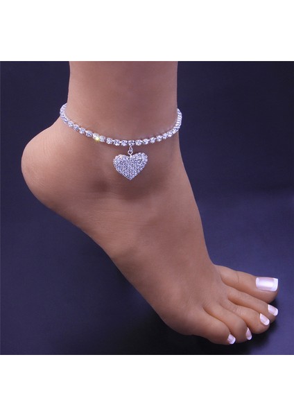 JL129 Huitan Rhinestone Zincir Kadın Halhal Gümüş Renkaltın Renk Lüks Bilezik Bacak Aksesuarları Düğün Parti Moda Takı (Yurt Dışından) fiyatları