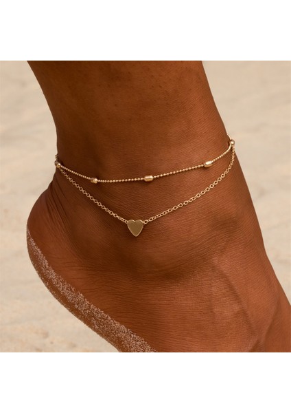 S010JIN Basit Kalp Kadın Halhal Yalınayak Tığ Sandalet Ayak Takı Bacak Yeni Halhal Ayak Bileği Bilezik Kadınlar Için Bacak Zinciri (Yurt Dışından) fiyatları