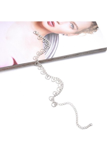 Gümüş Rhinestone Kakma Kadın Bilezik Takı Ayak Halhal Hediye Moda Plaj Dekor (Yurt Dışından) fırsatları