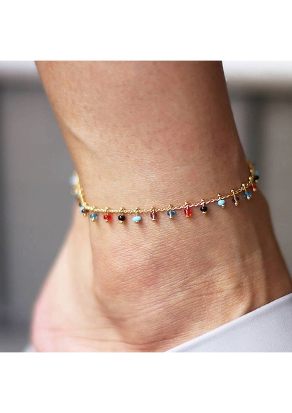 NO.50162 Boyutu Wukalo Gökkuşağı Renk Kristal Halhal Bilezikler Kadınlar Için Bohemia Altın Renk Zincir Halhal Moda Basit Charm Ayak Takı (Yurt Dışından) fiyatları