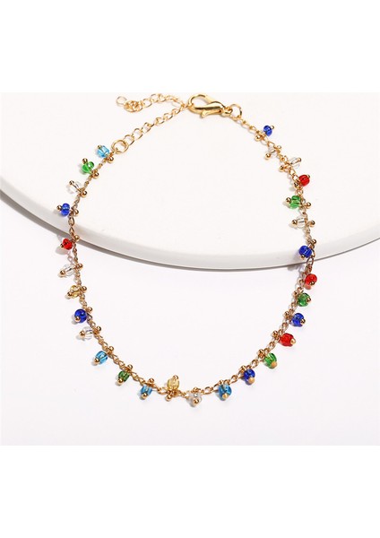 NO.50162 Boyutu Wukalo Gökkuşağı Renk Kristal Halhal Bilezikler Kadınlar Için Bohemia Altın Renk Zincir Halhal Moda Basit Charm Ayak Takı (Yurt Dışından) fırsatları