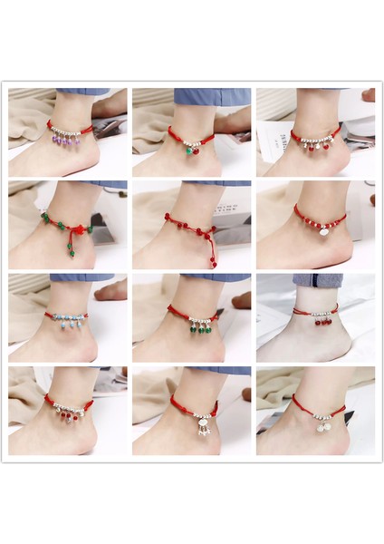 Kırmızı Stil No.5 Boyutu Basit Çan Kırmızı Ip Halhal Öğrenci Kişilik El Dokuması Etstyle Bayan Halhal Ayak Dekorasyon Doğum Yılı Halhal (Yurt Dışından) modelleri