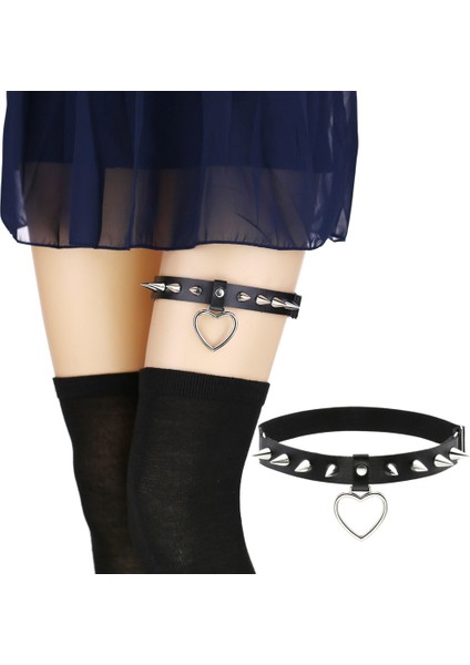 Yeşil Punk Kalp Bacak Kayışı Kemer Başak Çıtçıt Uyluk Demeti Kadın Kızlar Goth Cosplay Aksesuarları Harajuku Egirl Takı (Yurt Dışından) fiyatları