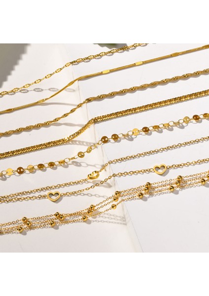 JC-131G Paslanmaz Çelik Çift Katmanlı Içi Boş Kalp Yılan Düz Ayak Zincir Halhal Plaj Aksesuarları Kız Parti Yaz Için Hiçbir Solmaya Halhal (Yurt Dışından) modelleri