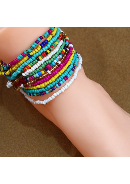 No.19 Boyutu Renk Pirinç Boncuk Ayak Bileği Bilezik Bohemian Karışık Düzensiz Boncuk Halhal Kadınlar Için Bacak Bilezik Plaj Sahil Ayak Moda Takı (Yurt Dışından) modelleri