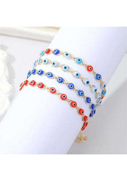 HJ307-4 Muska Nazar Oval Nazar Charm Halhal Yüksek Altın Renk Zincir Boncuklu Halhal Kadın Erkek Namaz Takı Aksesuarları (Yurt Dışından) modelleri