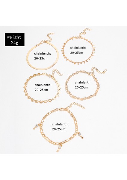 NO.50385 Boyutu Modyle Yeni Punk Vintage Altın Renk Kalp Anahtar Bohemian Kristal Payetler Halhal Kadın Yılan Zincir Plaj Yalınayak Takı (Yurt Dışından) fırsatları