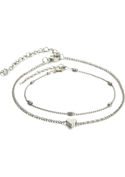 Gümüş Yeni Moda Basit Kalp Kadın Halhal Ayak Takı Bacak Yeni Halhal Ayak Bileği Bilezik Kadınlar Için Bacak Zinciri Takı Hediyeler (Yurt Dışından)