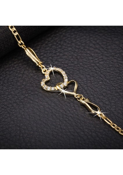 No.1 Boyutu 2022 Moda Çift Kalp Ayak Bileği Kadın Aşk Düğün Bilezik Kristal Yalınayak Plaj Bacak Zinciri Hediye 25CM(9 ") Uzun (Yurt Dışından) fiyatları