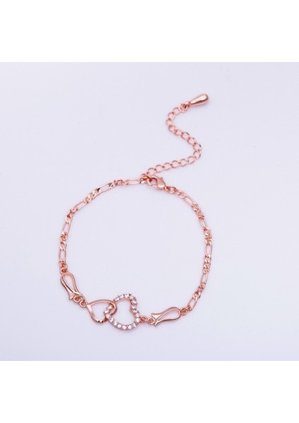 No.1 Boyutu 2022 Moda Çift Kalp Ayak Bileği Kadın Aşk Düğün Bilezik Kristal Yalınayak Plaj Bacak Zinciri Hediye 25CM(9 ") Uzun (Yurt Dışından) modelleri