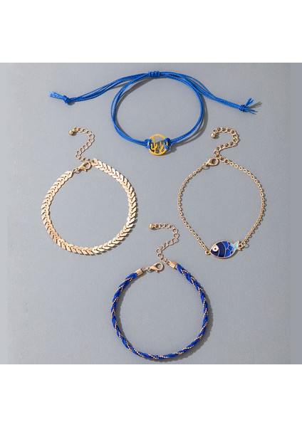 NO.16592 Boyutu Tocona Ets Bohemian Mavi Halat Halhal Kadınlar Için Sevimli Balık Içi Boş Geometri Alaşım Metal Ayak Zinciri Yaz Takısı (Yurt Dışından) modelleri
