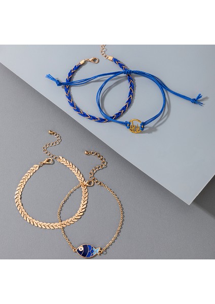 NO.16592 Boyutu Tocona Ets Bohemian Mavi Halat Halhal Kadınlar Için Sevimli Balık Içi Boş Geometri Alaşım Metal Ayak Zinciri Yaz Takısı (Yurt Dışından) fırsatları