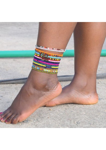 No.8 Boyutu Bohemian Renkli Boncuklar Halhal Kadınlar Için El Yapımı Esneklik Ayak Takısı Yaz Plaj Yalınayak Bilezik Ayak Bileği Bacak Üzerinde 2022 (Yurt Dışından) fırsatları