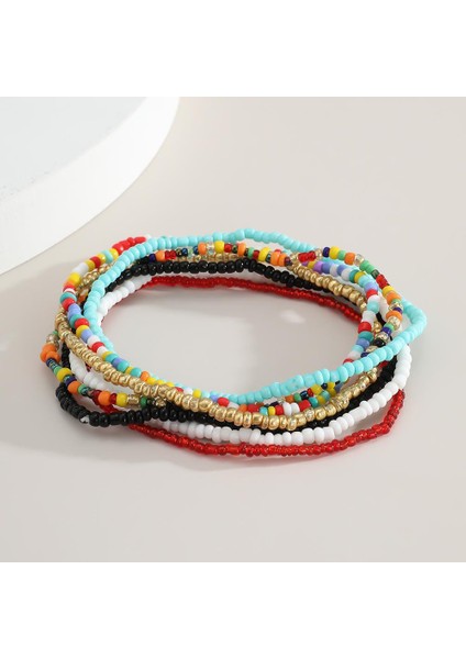 No.8 Boyutu Bohemian Renkli Boncuklar Halhal Kadınlar Için El Yapımı Esneklik Ayak Takısı Yaz Plaj Yalınayak Bilezik Ayak Bileği Bacak Üzerinde 2022 (Yurt Dışından) indirimleri