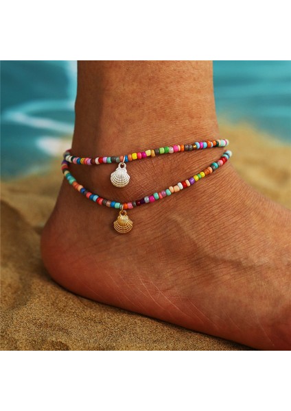 NO.50442 Boyutu Modyle Bohemian Renkli Boncuklar Kabuk Halhal Kadınlar Için Yaz Okyanus Plaj Ayak Bileği Bilezik Ayak Bacak Takı (Yurt Dışından) fiyatları