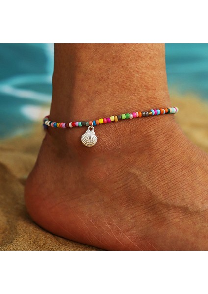 NO.50442 Boyutu Modyle Bohemian Renkli Boncuklar Kabuk Halhal Kadınlar Için Yaz Okyanus Plaj Ayak Bileği Bilezik Ayak Bacak Takı (Yurt Dışından) fırsatları