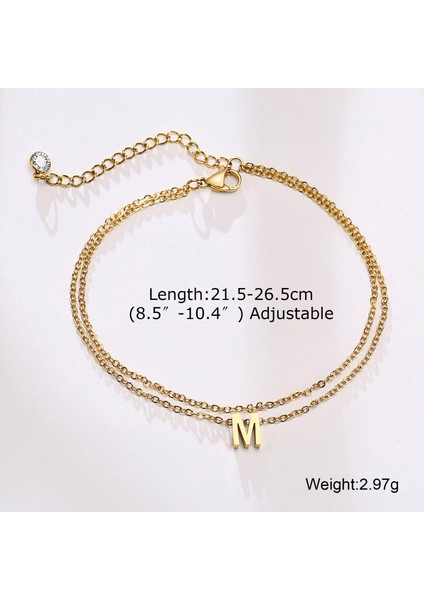 JC-070G-G Kadınlar Için Katmanlı Ilk Bilezik Halhal Paslanmaz Çelik Ayak Zinciri A - Z Mektup Ayak Bilekleri Bohemian Yaz Plaj Hediyesi (Yurt Dışından) modelleri