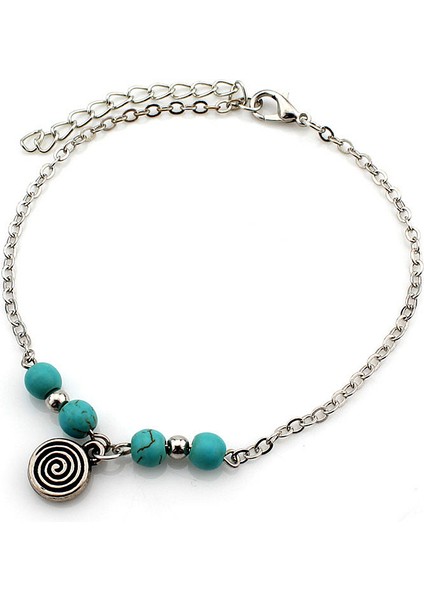D Bohemian Plaj Turquoises Halhal Kadınlar Için Güzel Fatima Handtreecross Kolye Ayak Bileği Bilezik Kız Ayak Zinciri Accesoires (Yurt Dışından)