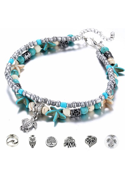 D Bohemian Plaj Turquoises Halhal Kadınlar Için Güzel Fatima Handtreecross Kolye Ayak Bileği Bilezik Kız Ayak Zinciri Accesoires (Yurt Dışından) indirimleri