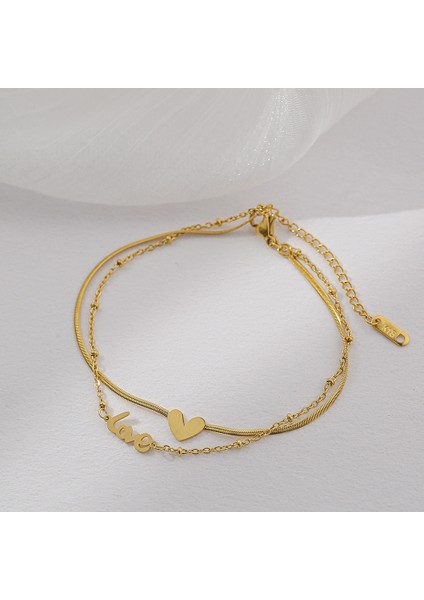 A11 Klasik Aşk Mektubu Kalp Şeklinde Çift Katmanlı Titanyum Çelik Halhal Woma Kore Moda Takı Solmaz Halhal (Yurt Dışından) fiyatları