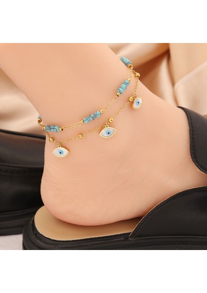 No.4 Boyutu 316L Paslanmaz Çelik Göz Yıldız Yeşil Taş Charm Halhal Kadınlar Kız Için Yeni Trend Ayak Bileği Zincirleri Solmayan Takı Hediye Parti (Yurt Dışından) fiyatları