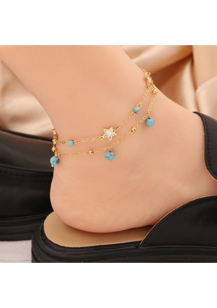 No.4 Boyutu 316L Paslanmaz Çelik Göz Yıldız Yeşil Taş Charm Halhal Kadınlar Kız Için Yeni Trend Ayak Bileği Zincirleri Solmayan Takı Hediye Parti (Yurt Dışından) modelleri