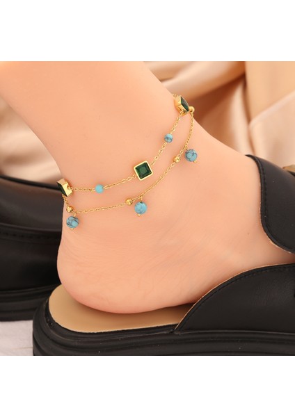 No.4 Boyutu 316L Paslanmaz Çelik Göz Yıldız Yeşil Taş Charm Halhal Kadınlar Kız Için Yeni Trend Ayak Bileği Zincirleri Solmayan Takı Hediye Parti (Yurt Dışından) fırsatları