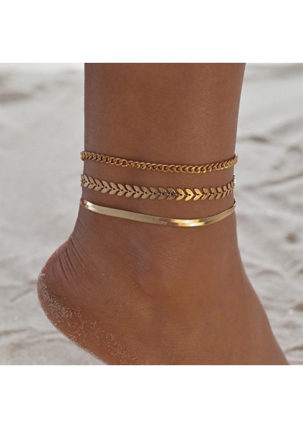 C1 2022 Yeni Set Altın Rengi Basit Zincir Halhal Kadınlar Için Plaj Ayak Takısı Bacak Zinciri Ayak Bileği Bilezik Aksesuarları (Yurt Dışından) fiyatları