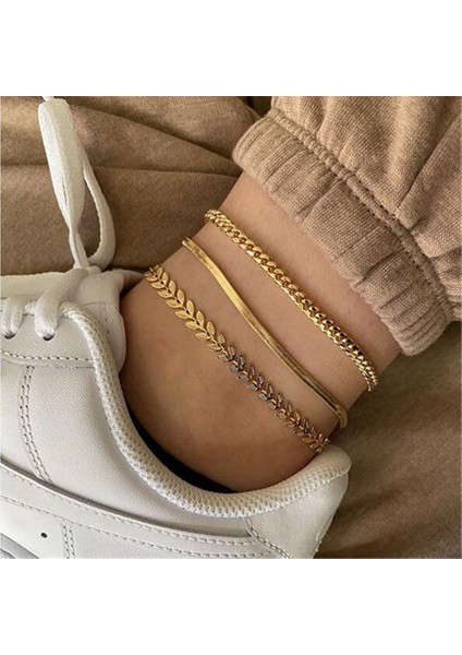 C1 2022 Yeni Set Altın Rengi Basit Zincir Halhal Kadınlar Için Plaj Ayak Takısı Bacak Zinciri Ayak Bileği Bilezik Aksesuarları (Yurt Dışından) fırsatları