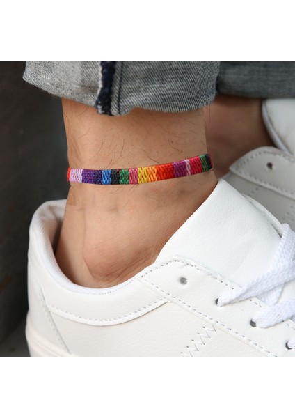 No.8 Boyutu Erkekler ve Kadınlar Için Halhal Örgülü Gökkuşağı Ayak Halat Sörfçü Plaj Halhal Boho Ayak Takısı Hediyeler Için (Yurt Dışından) fiyatları