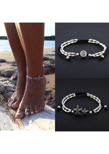 No.2 Boyutu Bohemian Çok Katmanlı Rune Denizyıldızı Kadın Halhal Ayak Bilezik Yalınayak Sandalet Zincir Kayış Plaj Aksesuarları Takı Kadınlar Için (Yurt Dışından) modelleri